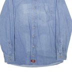 DICKIES Mens Blue Denim Shirt M Cotton Button Collar Casual