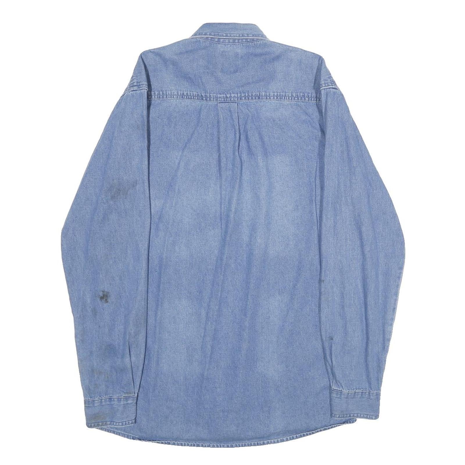 DICKIES Mens Blue Denim Shirt M Cotton Button Collar Casual