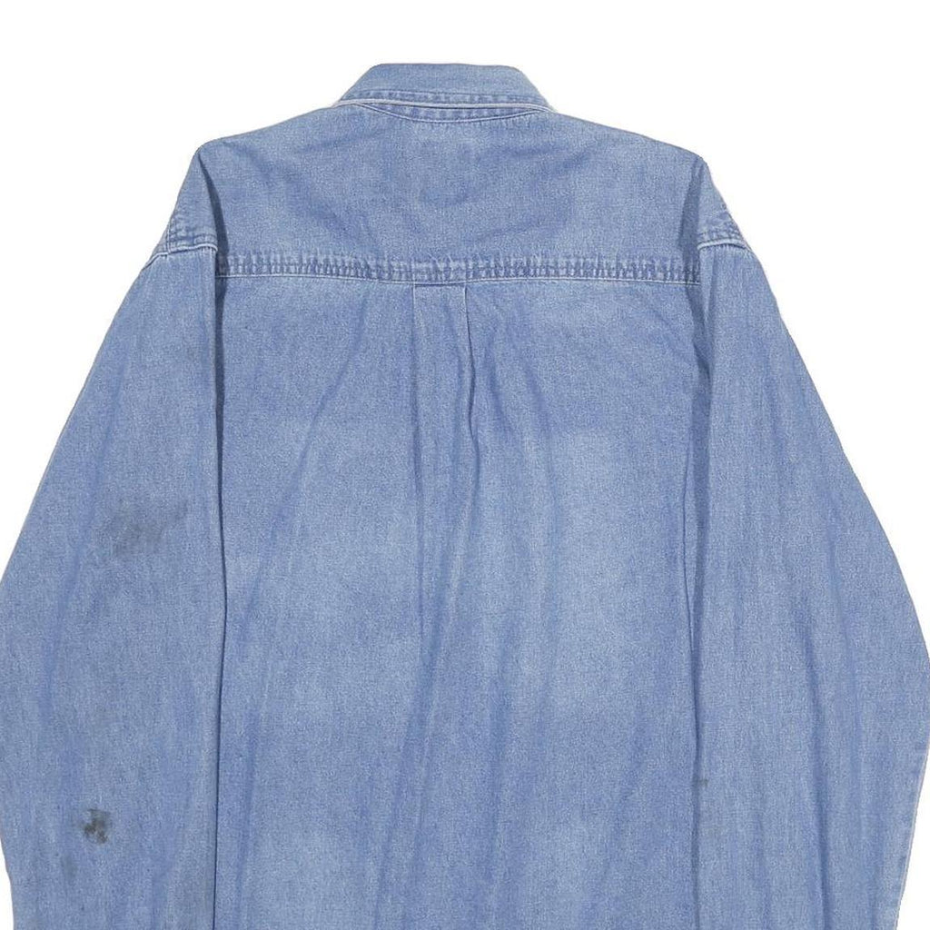 DICKIES Mens Blue Denim Shirt M Cotton Button Collar Casual