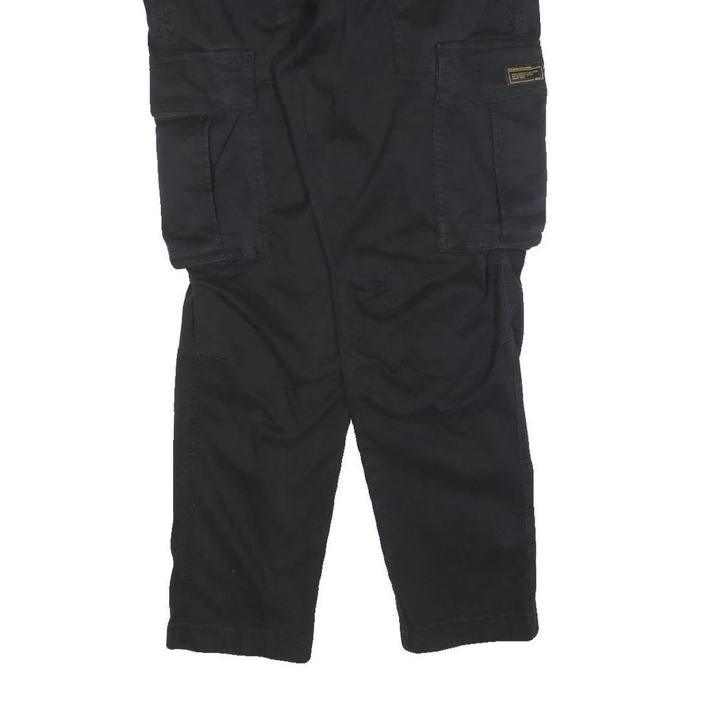 ZARA Womens Cotton Blend Black Cargo Regular Fit Trousers W32 L28 Utility Style