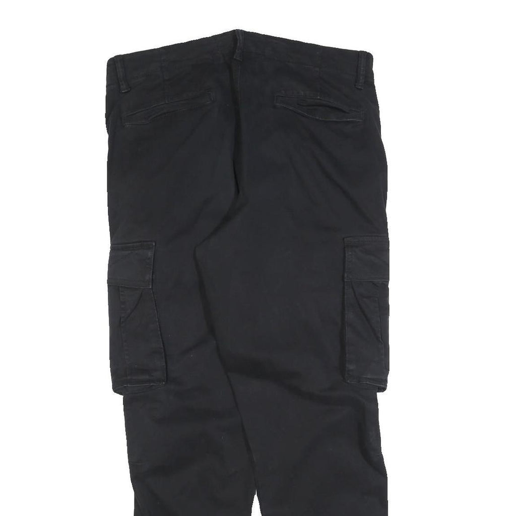 ZARA Womens Cotton Blend Black Cargo Regular Fit Trousers W32 L28 Utility Style