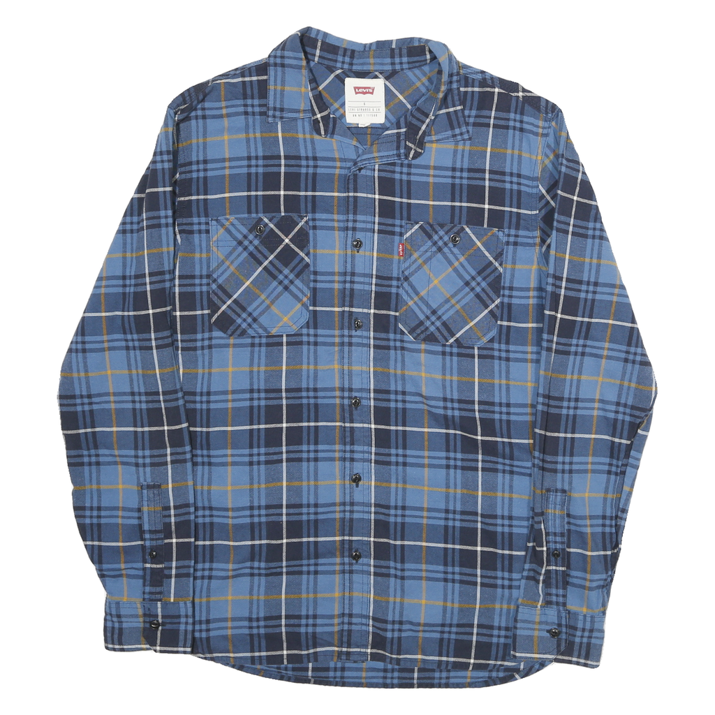 LEVI'S Mens Blue & Yellow Check Shirt S Button Up Casual Cotton Blend