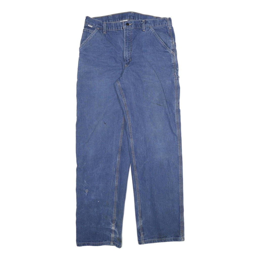 CARHARTT Mens Relaxed Blue Denim W36 L34 Workwear Zip Closure Casual Jeans