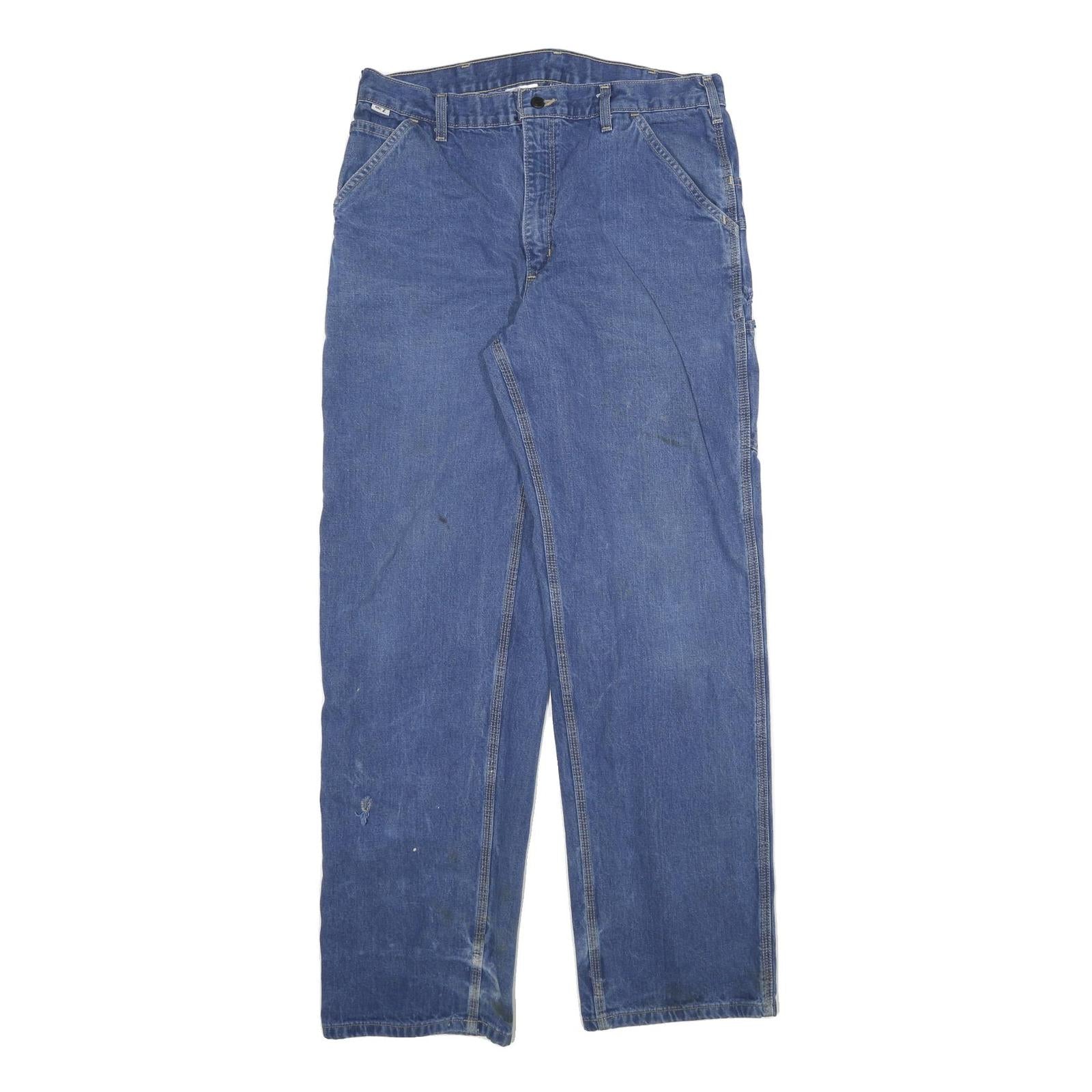 CARHARTT Mens Relaxed Blue Denim W36 L34 Workwear Zip Closure Casual Jeans