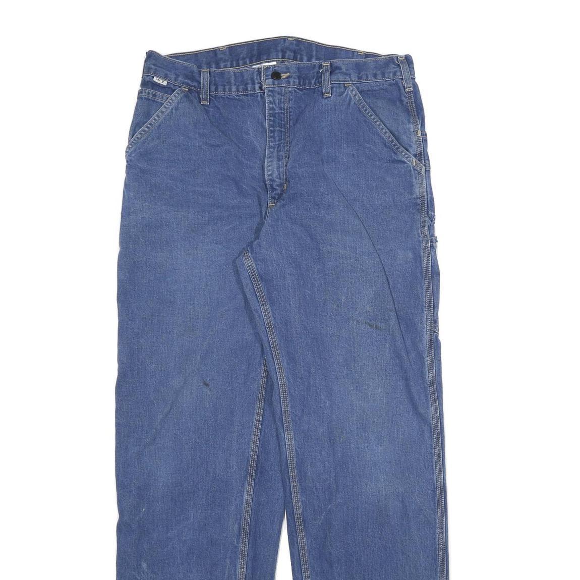 CARHARTT Mens Relaxed Blue Denim W36 L34 Workwear Zip Closure Casual Jeans