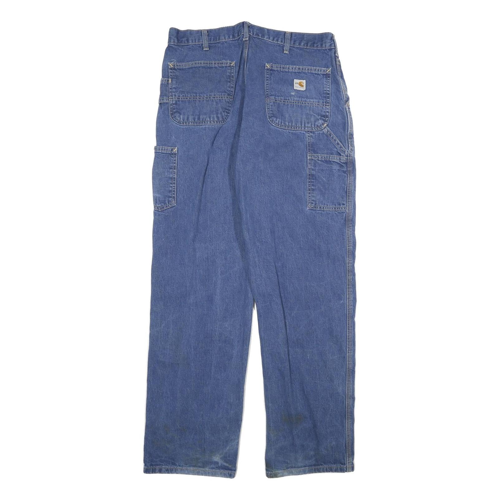 CARHARTT Mens Relaxed Blue Denim W36 L34 Workwear Zip Closure Casual Jeans