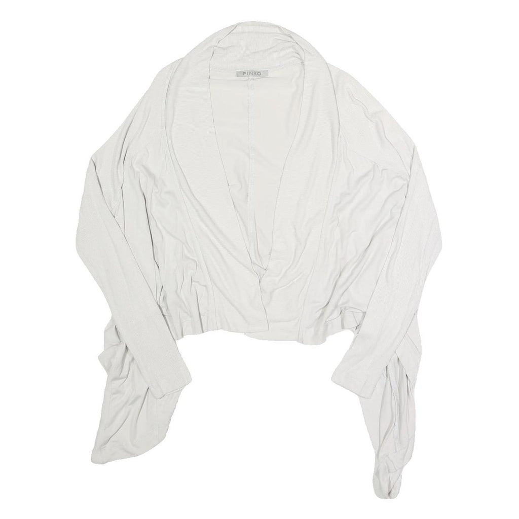 PINKO Womens White Cropped Top Long Sleeve Open Front Cardigan M Cotton Blend
