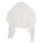 PINKO Womens White Cropped Top Long Sleeve Open Front Cardigan M Cotton Blend