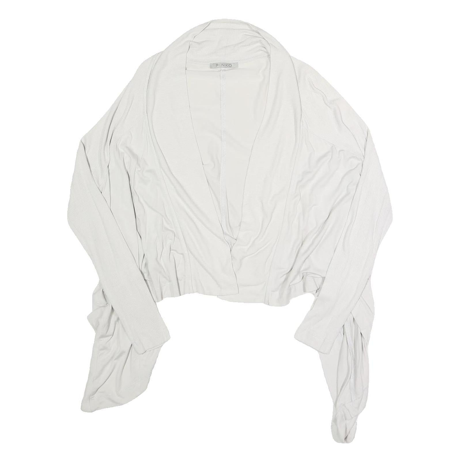 PINKO Womens White Cropped Top Long Sleeve Open Front Cardigan M Cotton Blend