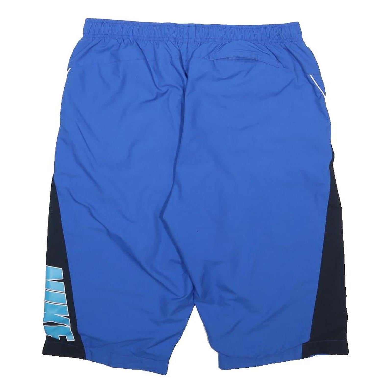 NIKE Mens Shorts Blue & Black Casual XL W33 Sports Logo Cotton Blend