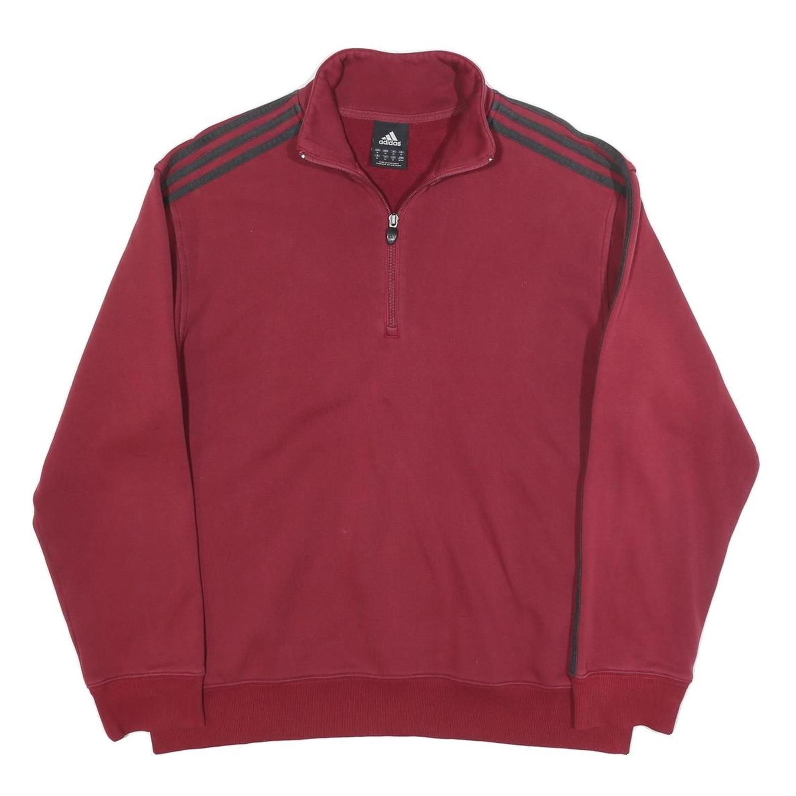 ADIDAS Mens Maroon 1/4 Zip Sweatshirt M Cotton Blend Athletic Sportswear