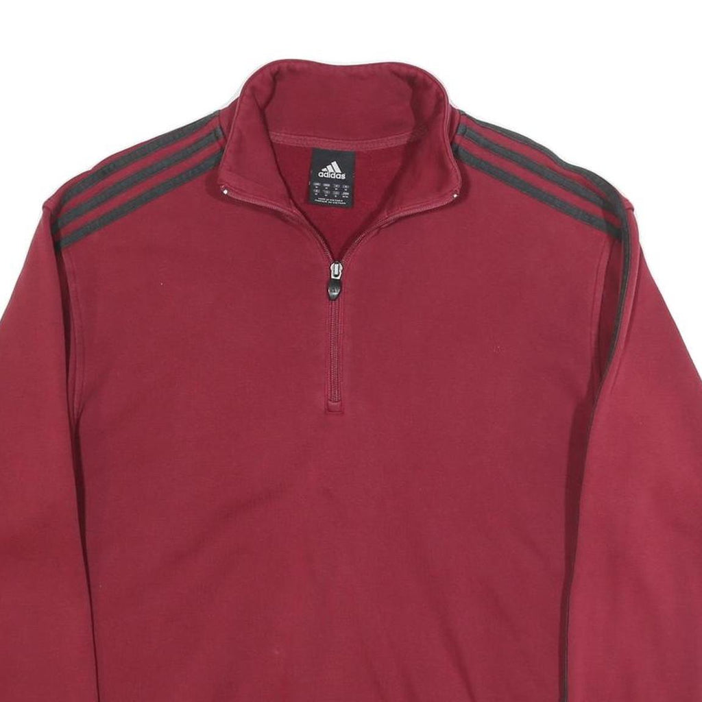 ADIDAS Mens Maroon 1/4 Zip Sweatshirt M Cotton Blend Athletic Sportswear