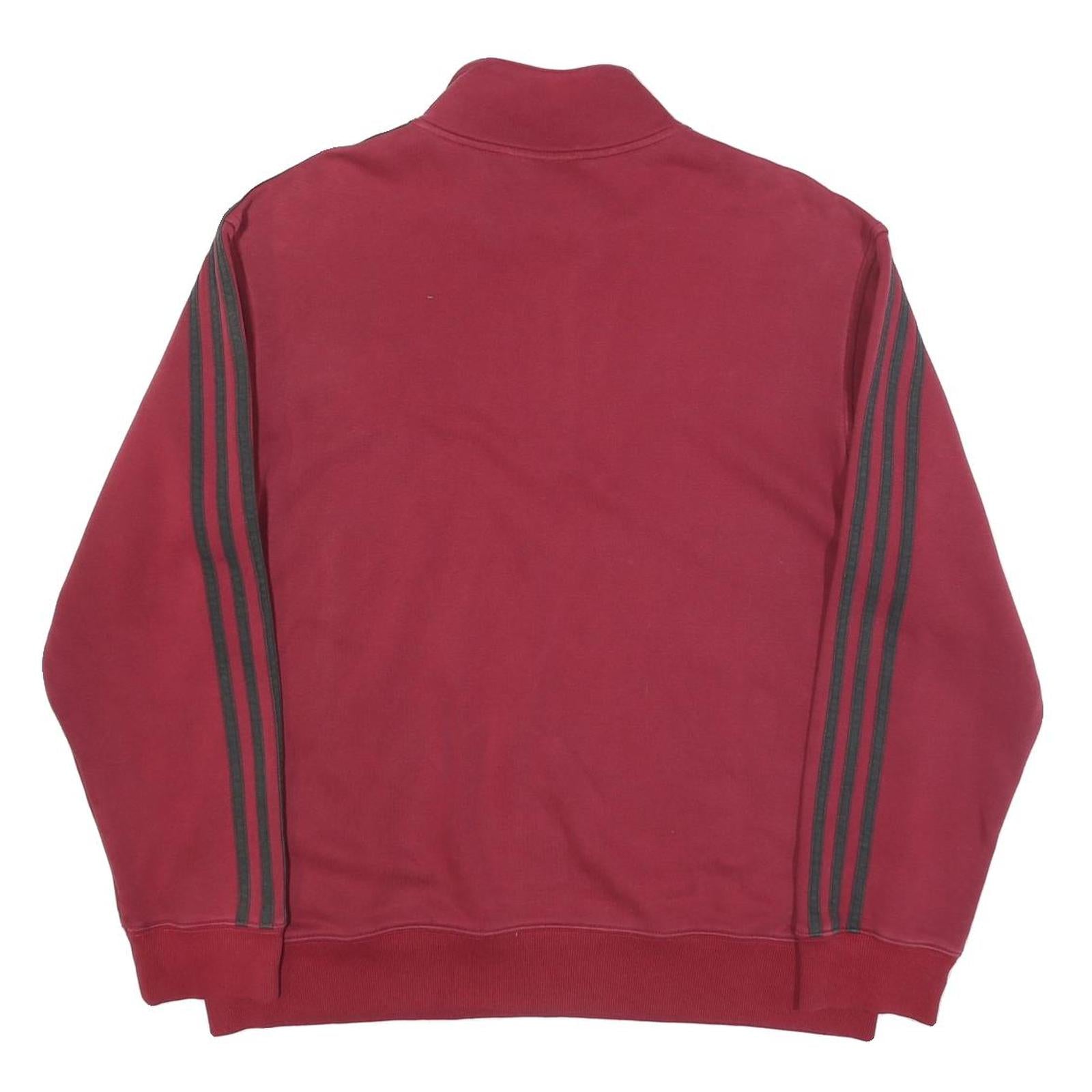 ADIDAS Mens Maroon 1/4 Zip Sweatshirt M Cotton Blend Athletic Sportswear