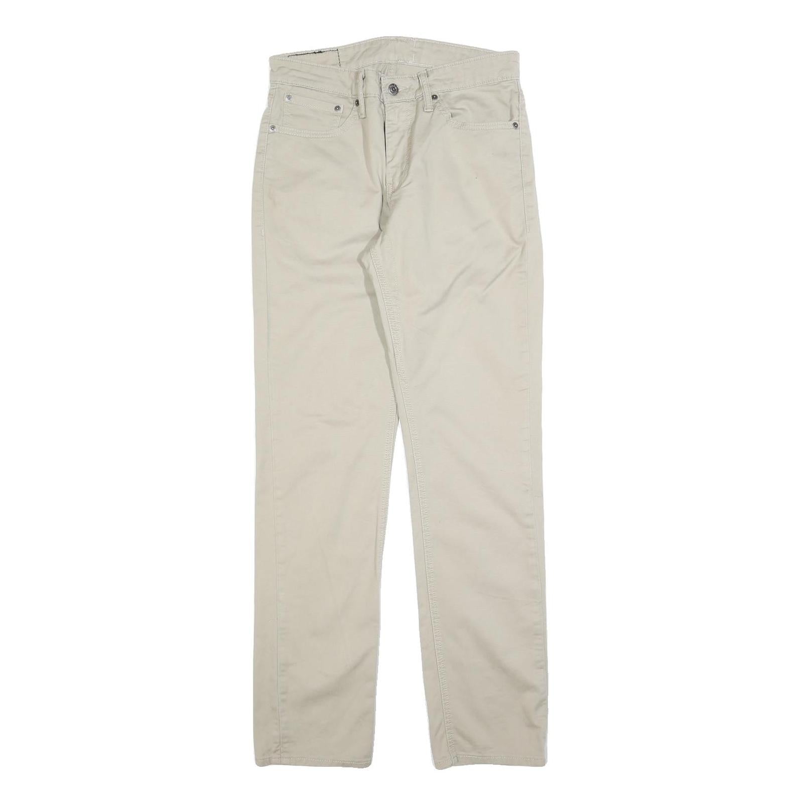 LEVI'S Mens Cotton Blend Beige Slim Slim Leg Trousers W31 L32 Casual Zip Closure