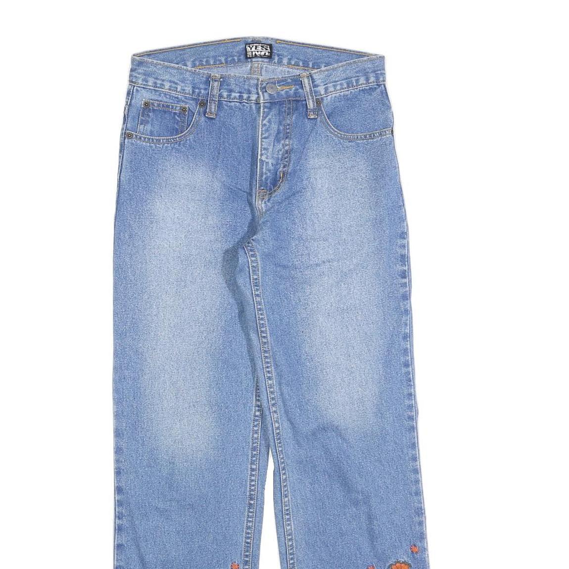 YES OR NO Womens Jeans Blue Regular Straight Denim Light W26 L28 Embroidered