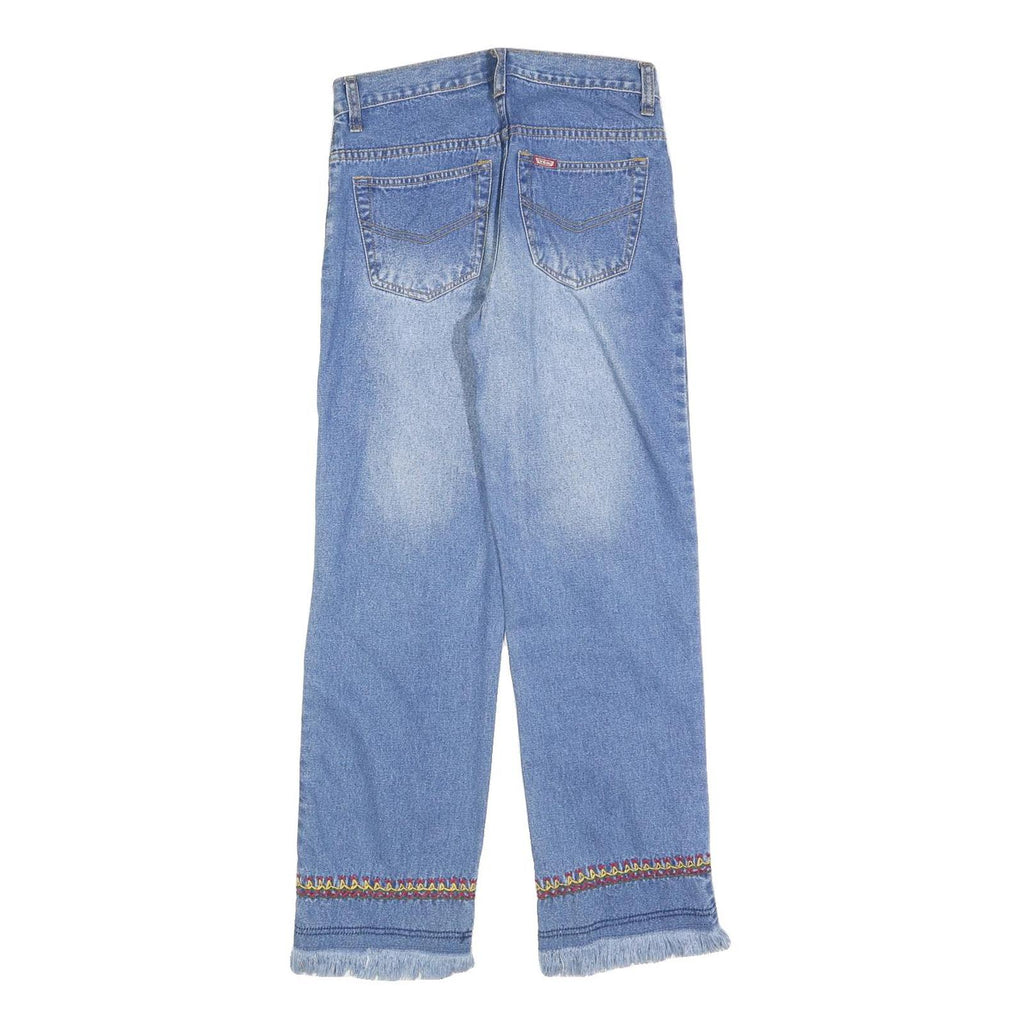 YES OR NO Womens Jeans Blue Regular Straight Denim Light W26 L28 Embroidered
