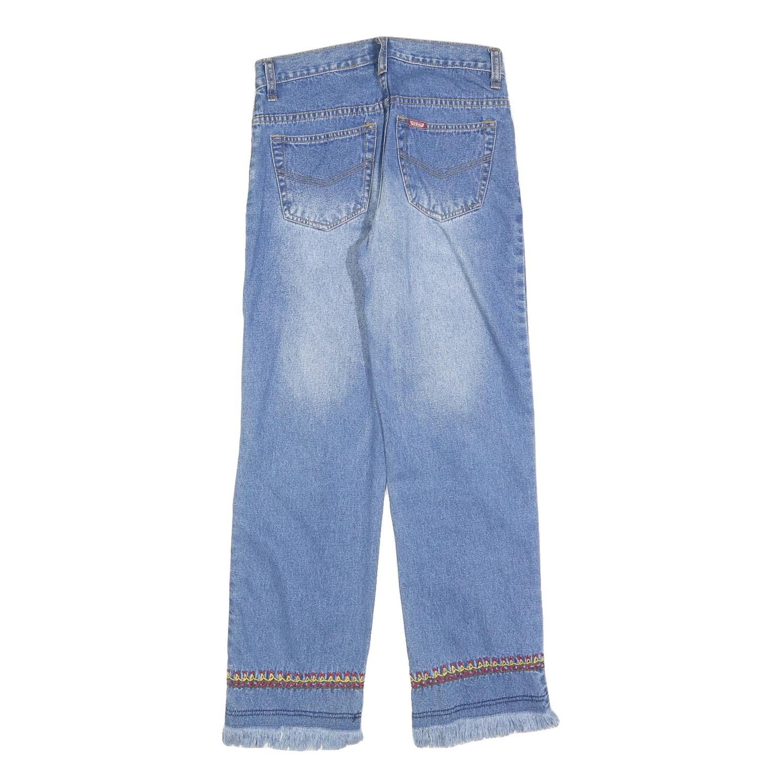YES OR NO Womens Jeans Blue Regular Straight Denim Light W26 L28 Embroidered