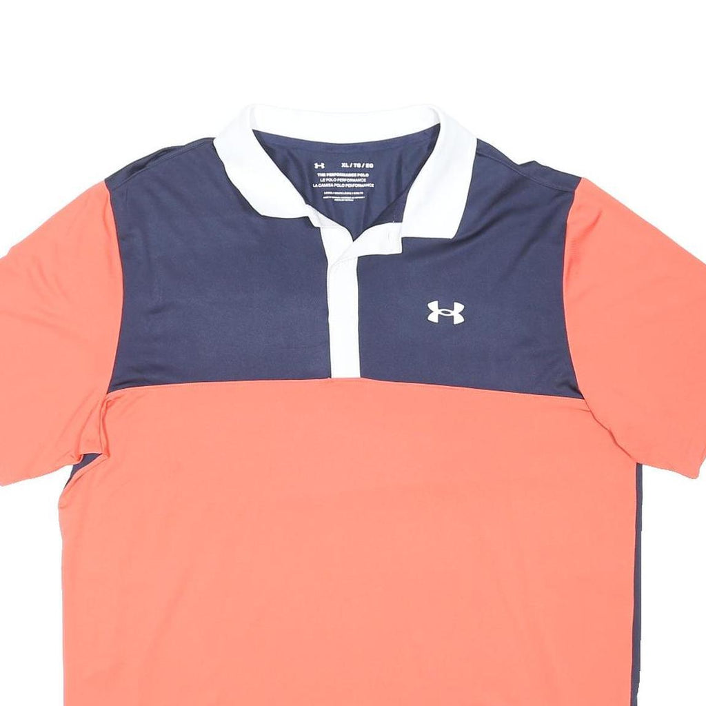 UNDER ARMOUR Mens Navy & Orange Polo Shirt XL Performance Athletic Golf