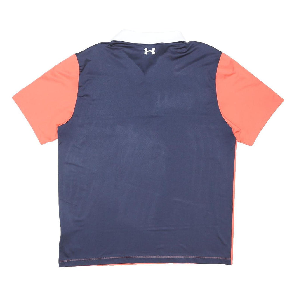 UNDER ARMOUR Mens Navy & Orange Polo Shirt XL Performance Athletic Golf