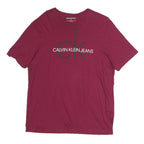 CALVIN KLEIN JEANS Womens Red Graphic T-Shirt M Short Sleeve Crew Neck Logo