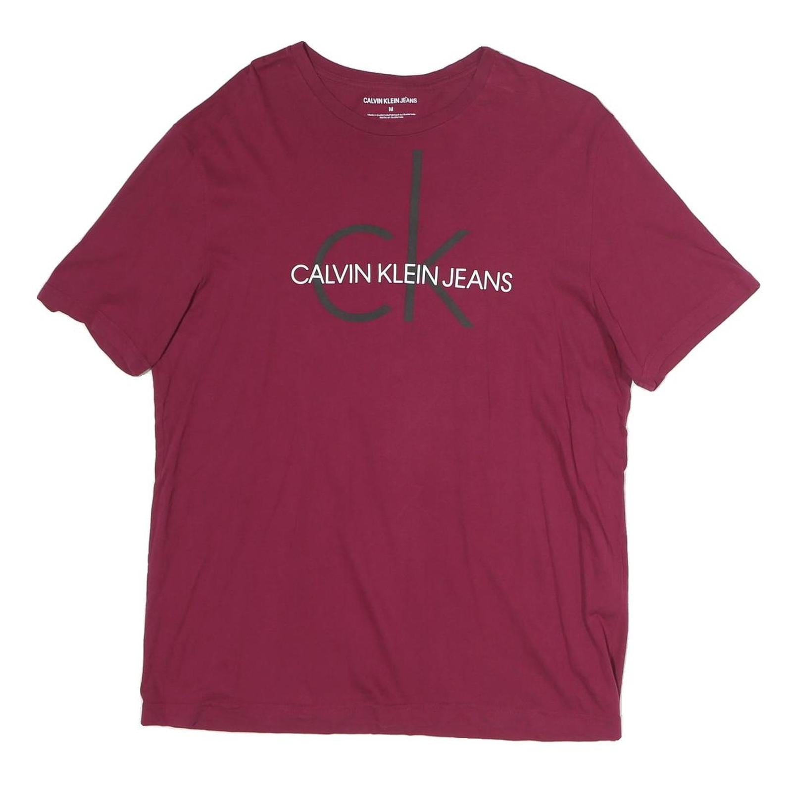 CALVIN KLEIN JEANS Womens Red Graphic T-Shirt M Short Sleeve Crew Neck Logo