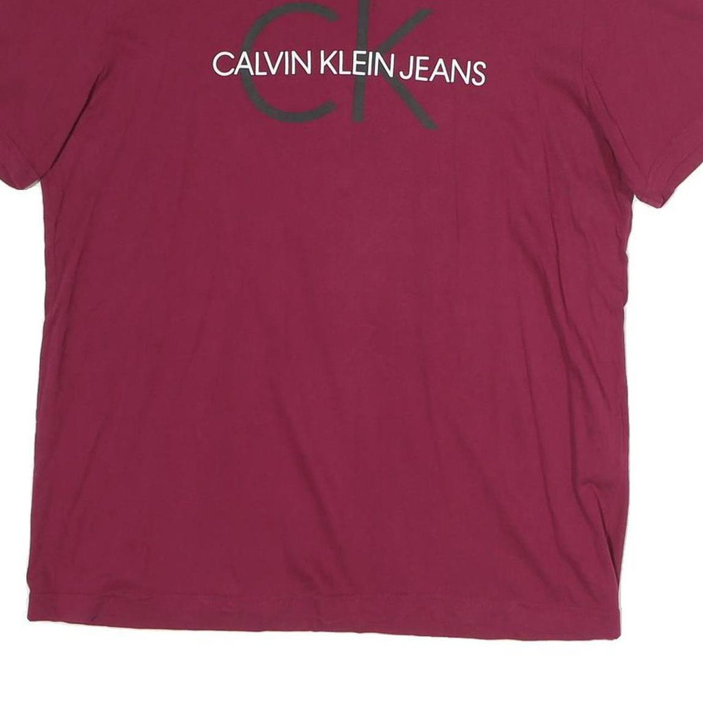 CALVIN KLEIN JEANS Womens Red Graphic T-Shirt M Short Sleeve Crew Neck Logo
