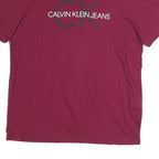 CALVIN KLEIN JEANS Womens Red Graphic T-Shirt M Short Sleeve Crew Neck Logo