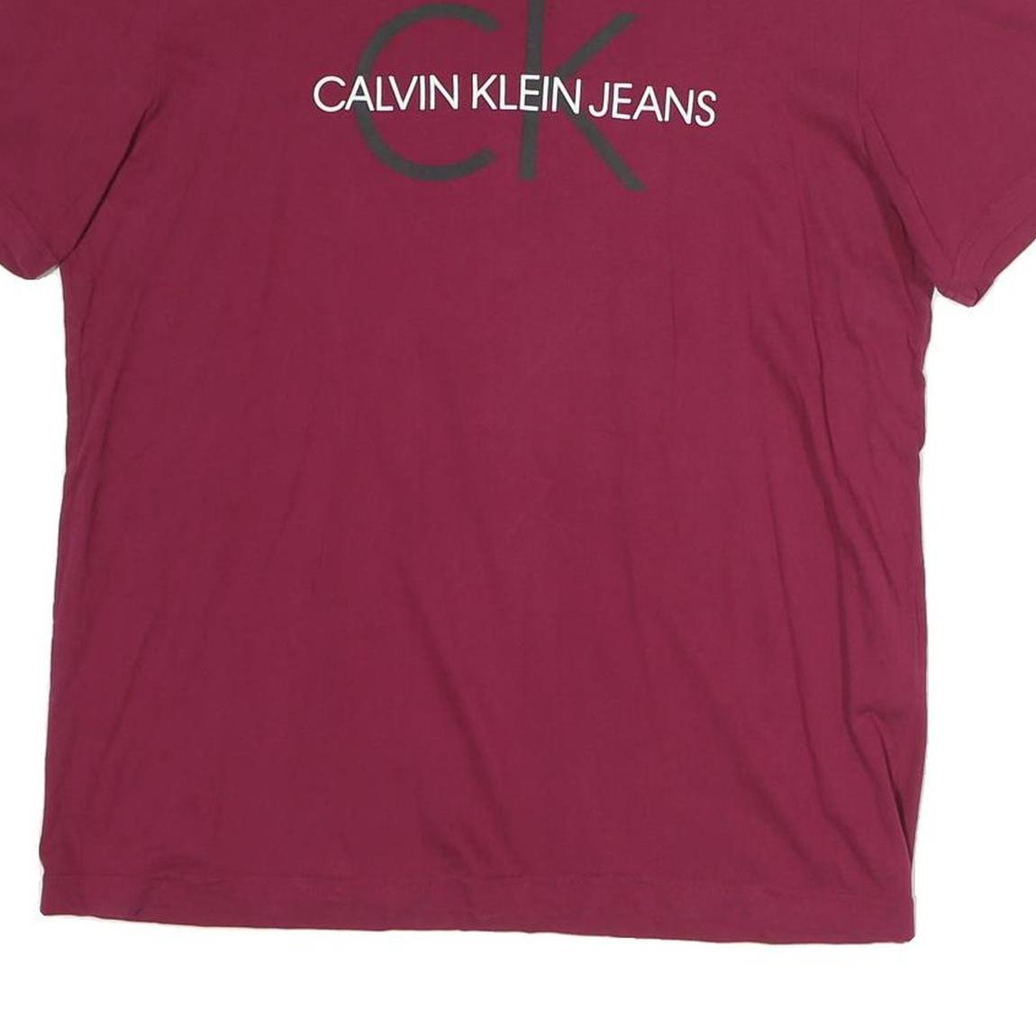 CALVIN KLEIN JEANS Womens Red Graphic T-Shirt M Short Sleeve Crew Neck Logo