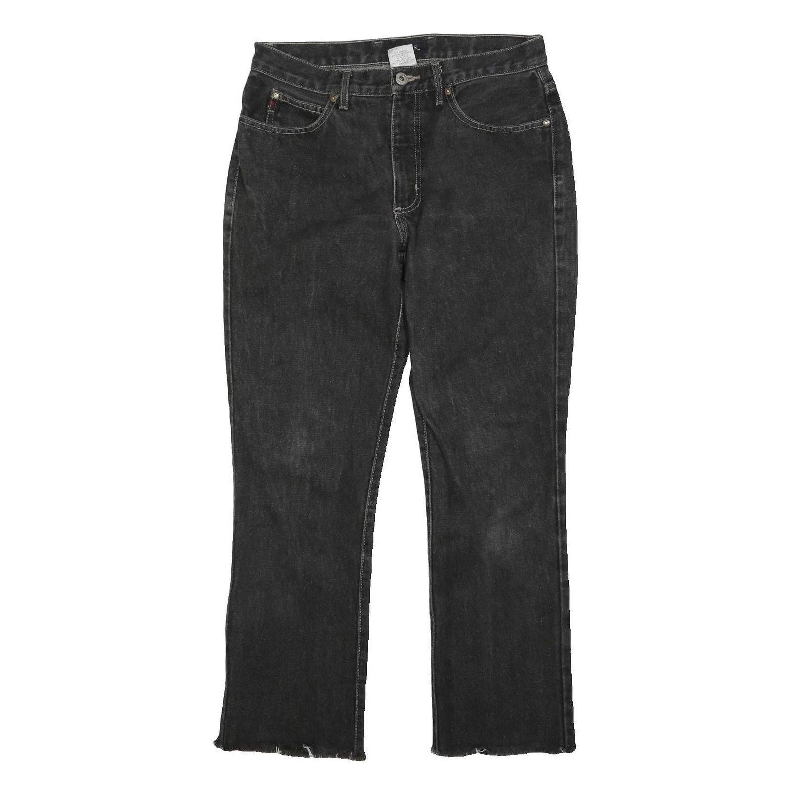 GUESS Womens Black Regular Fit Straight Denim Medium W30 L27 Raw Hem Jeans