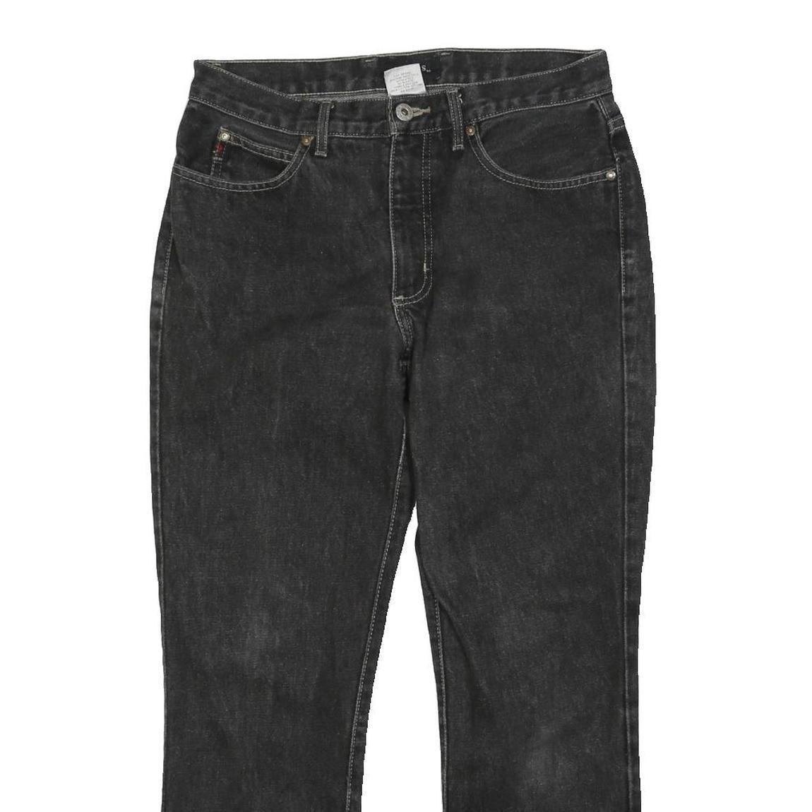 GUESS Womens Black Regular Fit Straight Denim Medium W30 L27 Raw Hem Jeans