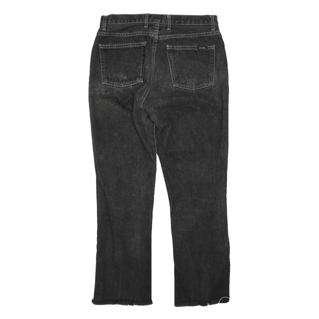 GUESS Womens Black Regular Fit Straight Denim Medium W30 L27 Raw Hem Jeans