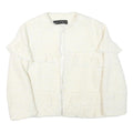 ZARA WOMAN Womens White Cream Cotton Blend Jacket M Woven Ruffle Detail Stylish