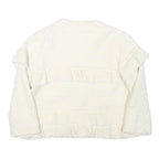 ZARA WOMAN Womens White Cream Cotton Blend Jacket M Woven Ruffle Detail Stylish