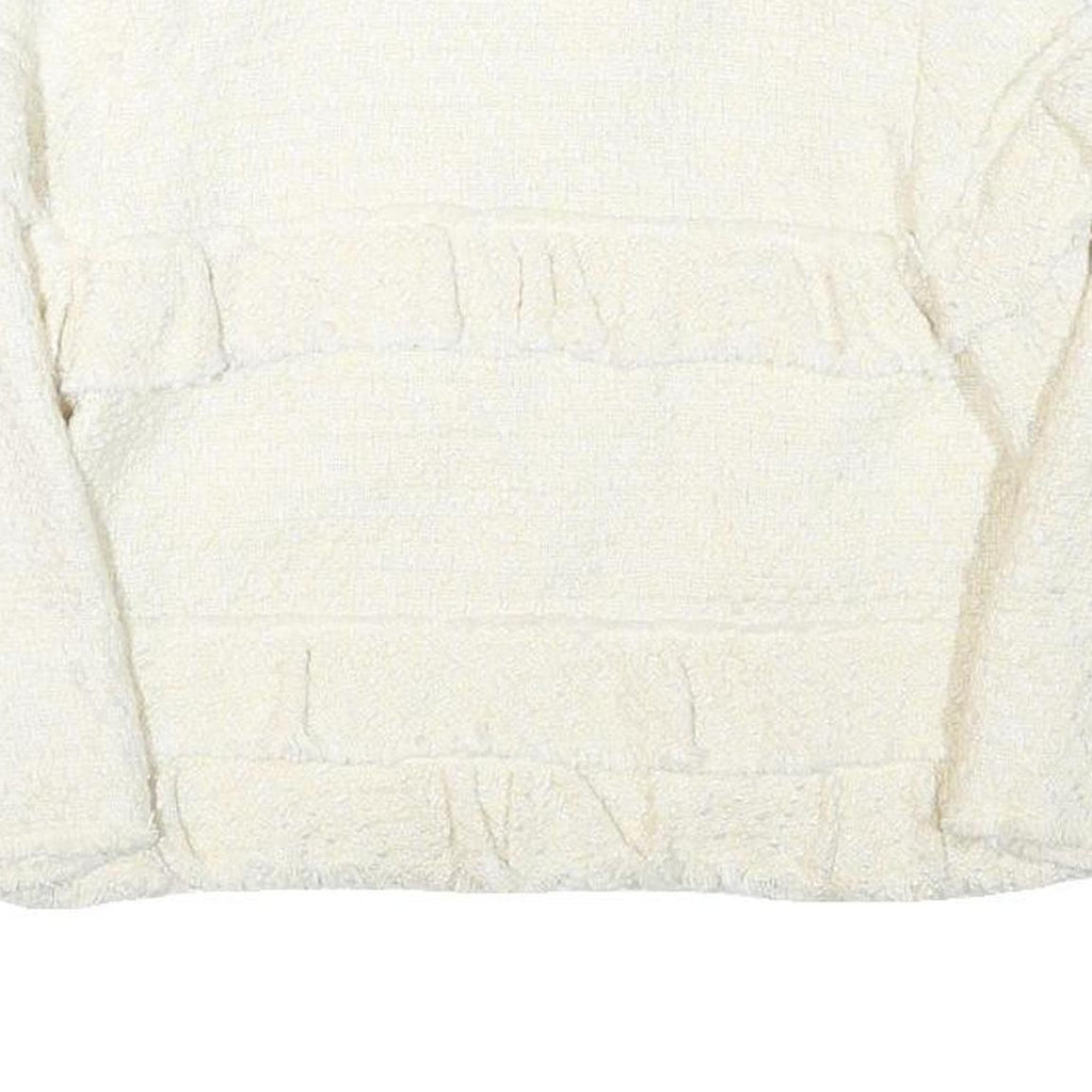 ZARA WOMAN Womens White Cream Cotton Blend Jacket M Woven Ruffle Detail Stylish
