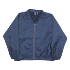 ASICS Womens Navy Blue Outdoor Jacket L Nylon Plain Zip Athletic Lightweight