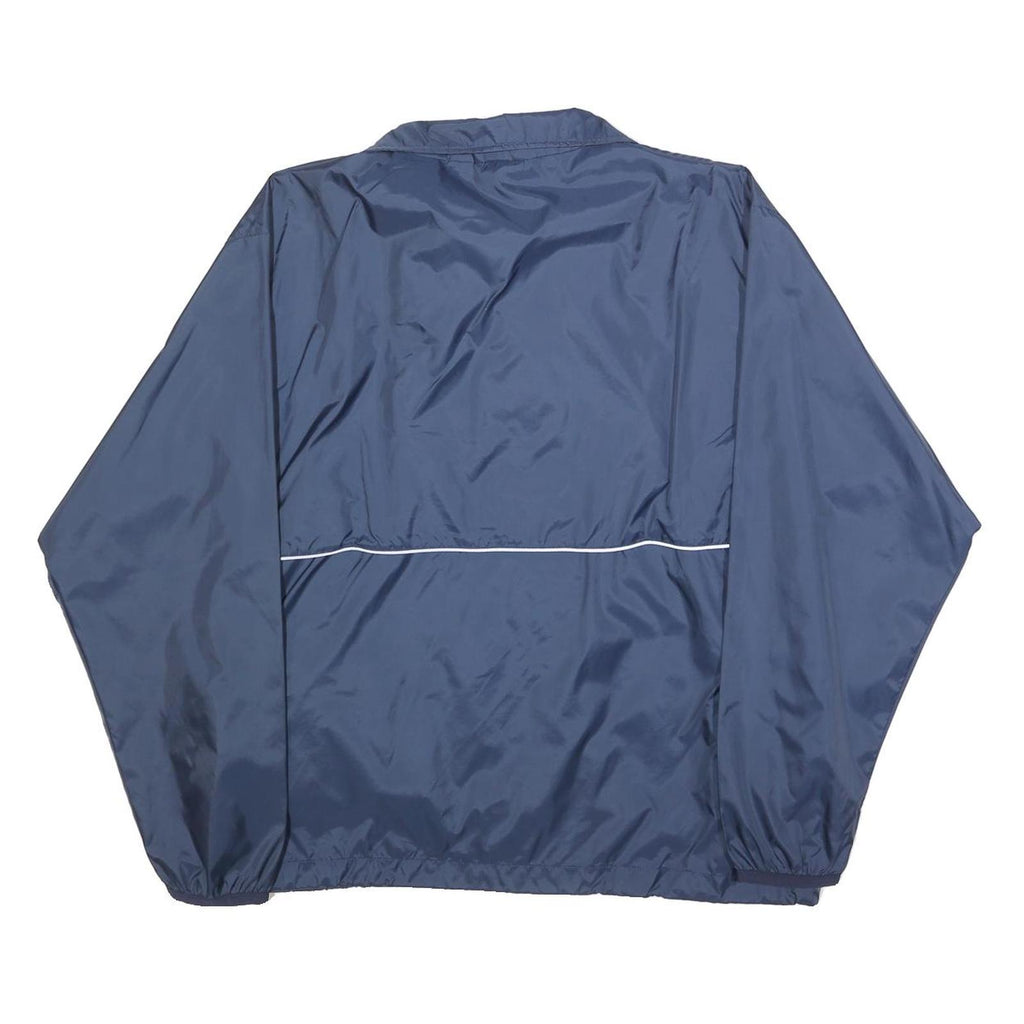 ASICS Womens Navy Blue Outdoor Jacket L Nylon Plain Zip Athletic Lightweight