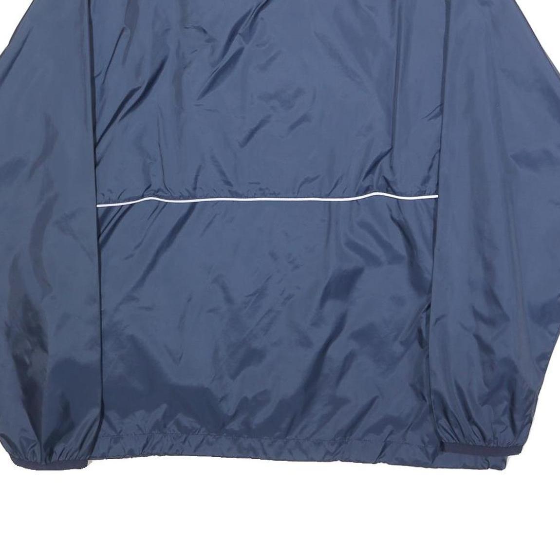 ASICS Womens Navy Blue Outdoor Jacket L Nylon Plain Zip Athletic Lightweight