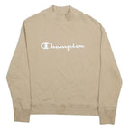 CHAMPION Womens Beige Sweatshirt Crew Neck M Logo Print Casual Pullover