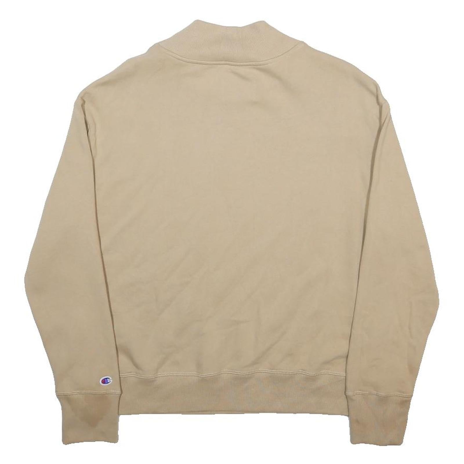 CHAMPION Womens Beige Sweatshirt Crew Neck M Logo Print Casual Pullover