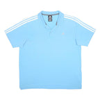 ADIDAS Mens Blue & White Cotton Blend Polo Shirt 2XL Short Sleeve Classic
