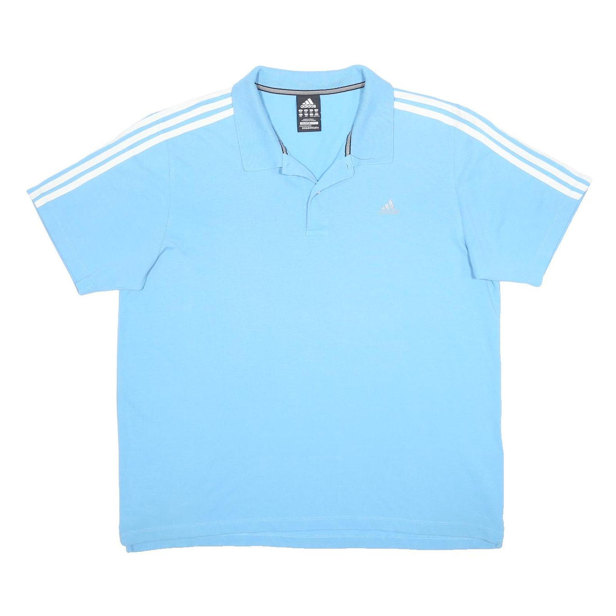 ADIDAS Mens Blue & White Cotton Blend Polo Shirt 2XL Short Sleeve Classic