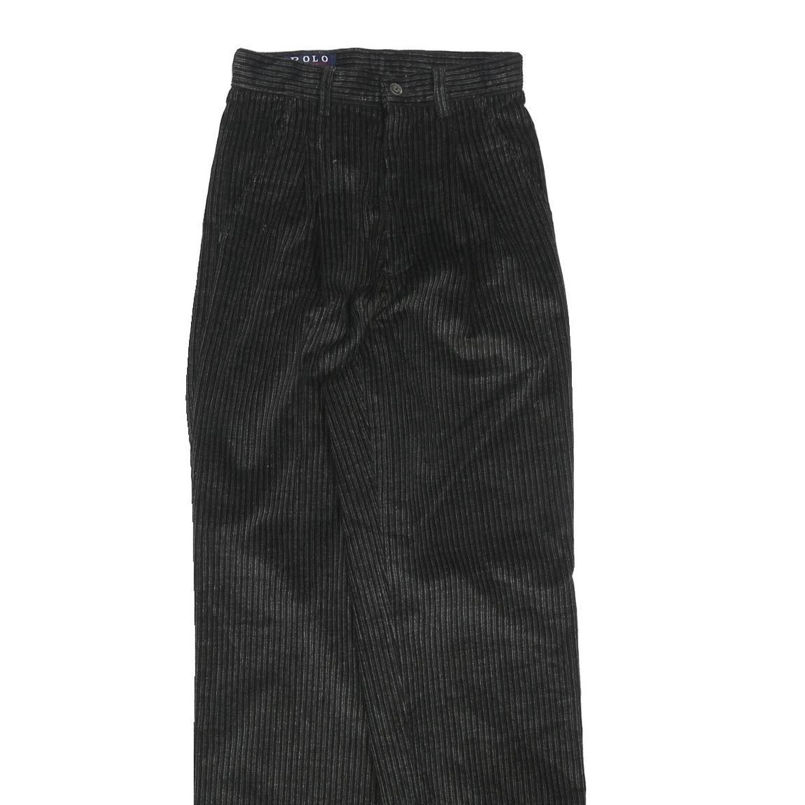 POLO BOSTON Womens Cotton Blend Black Regular Fit Straight Leg Trousers W25 L32