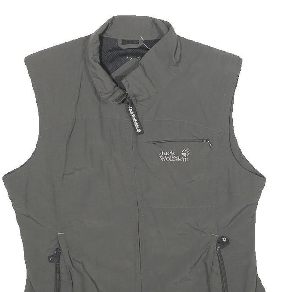 JACK WOLFSKIN Womens Grey S Polyamide Vest Jacket Outdoor Zip Pocket