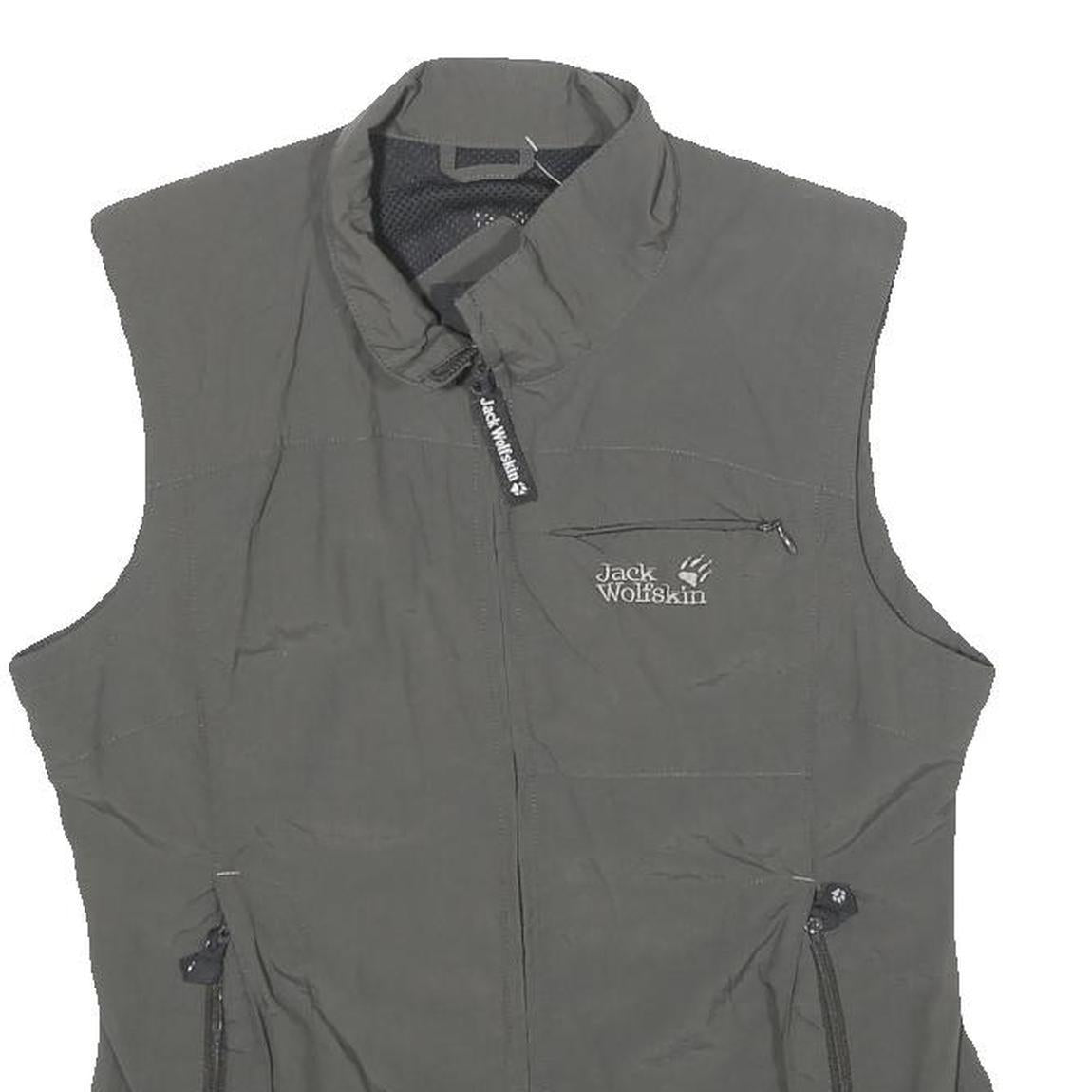 JACK WOLFSKIN Womens Grey S Polyamide Vest Jacket Outdoor Zip Pocket