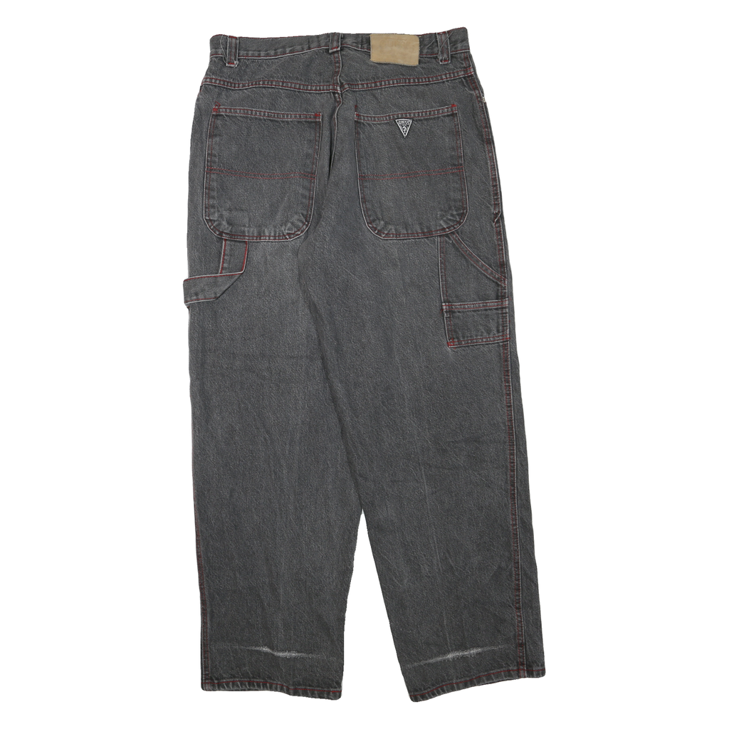 GUESS JEANS Mens Jeans Grey Regular Straight Denim Medium W34 L31 Classic Casual