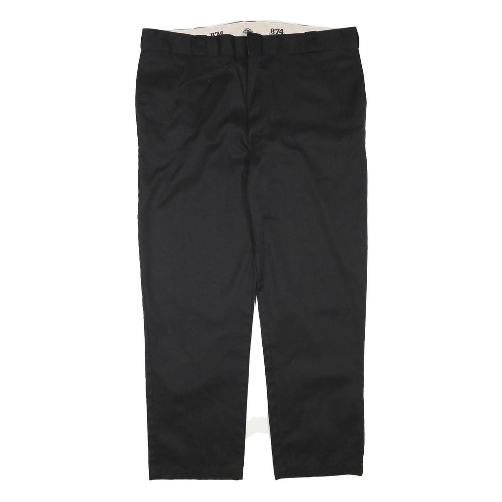 DICKIES Mens Cotton Blend Black Regular Straight Trousers W42 L31 Workwear Zip