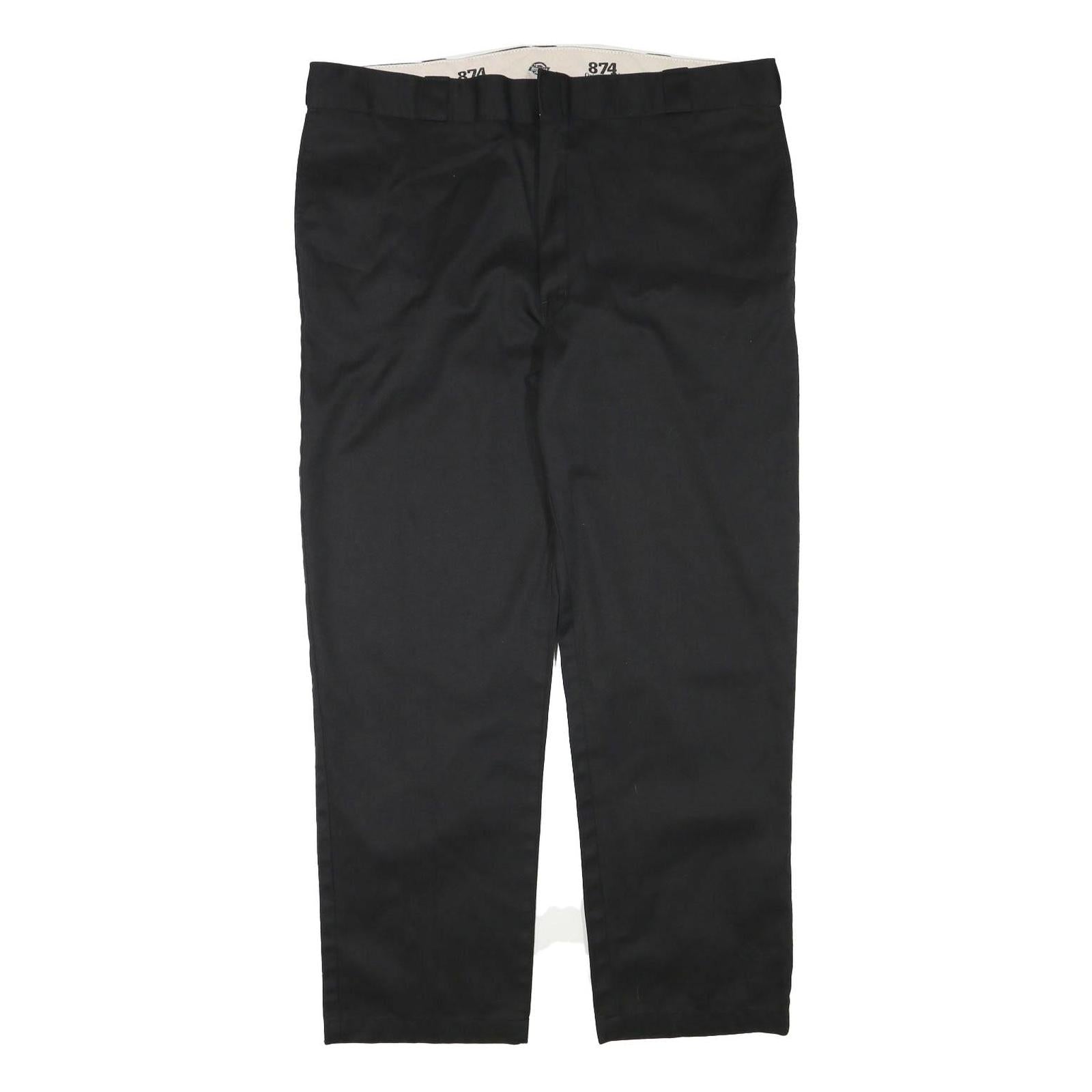 DICKIES Mens Cotton Blend Black Regular Straight Trousers W42 L31 Workwear Zip