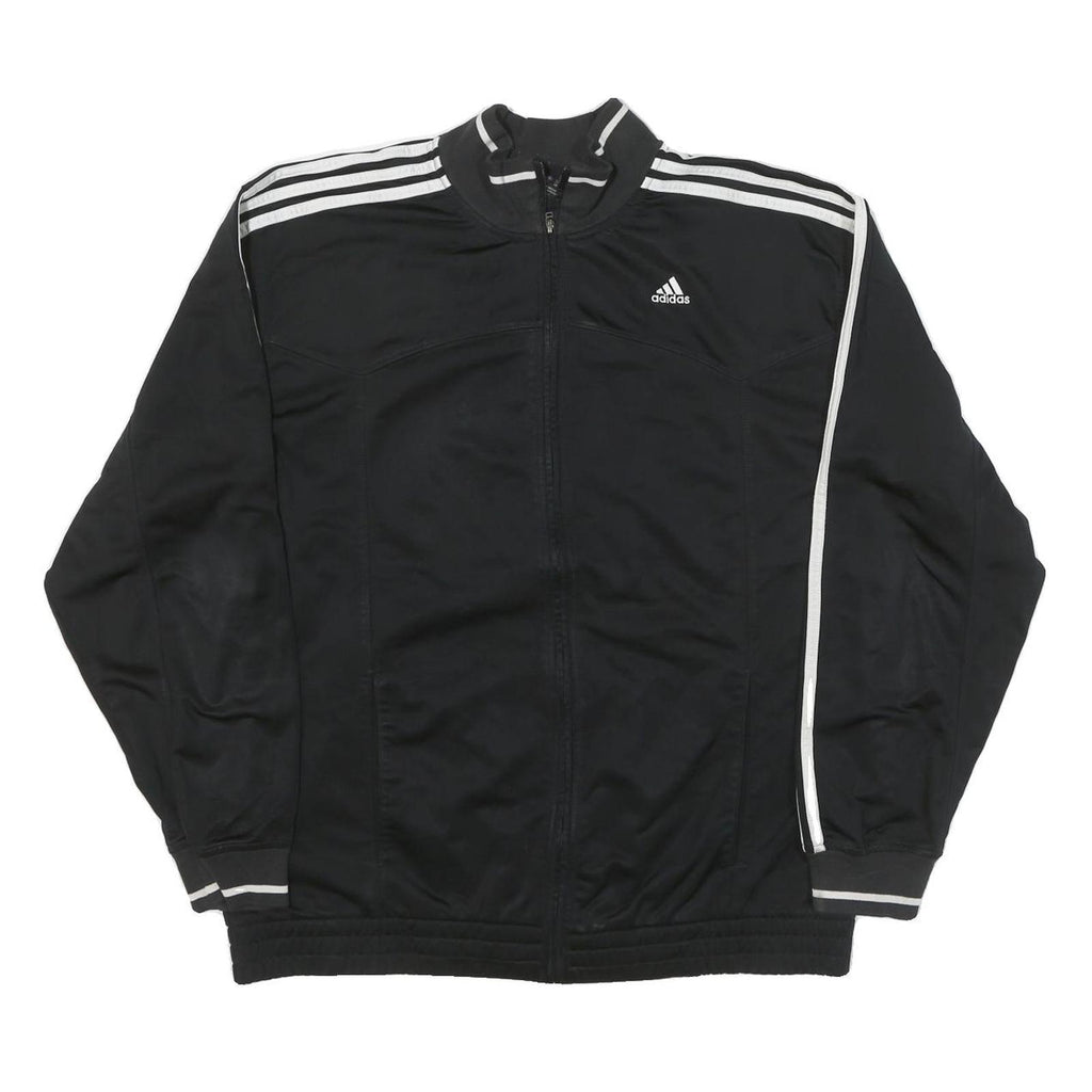 ADIDAS Mens Black & White Track Jacket L Polyester Blend Casual Zip Pockets