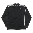 ADIDAS Mens Black & White Track Jacket L Polyester Blend Casual Zip Pockets