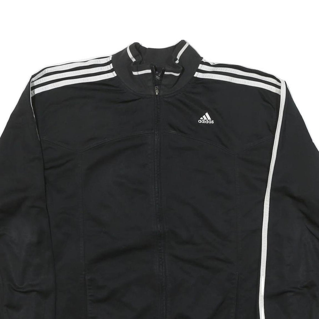 ADIDAS Mens Black & White Track Jacket L Polyester Blend Casual Zip Pockets